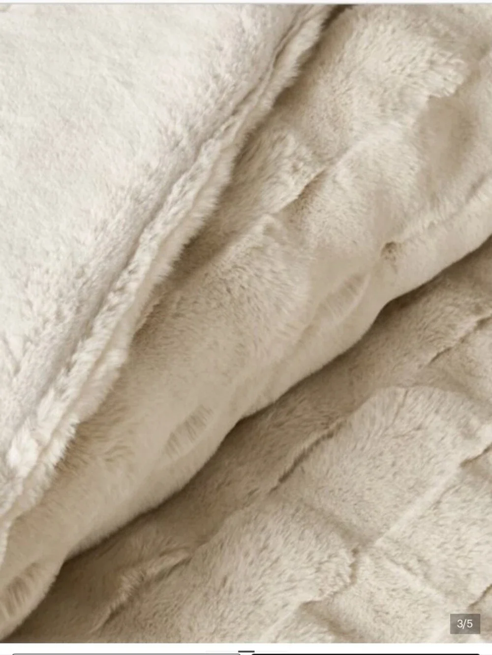 FRYE Queen Luxury Bubble Faux Fur Comforter 3 Piece Set, Cream Reversible